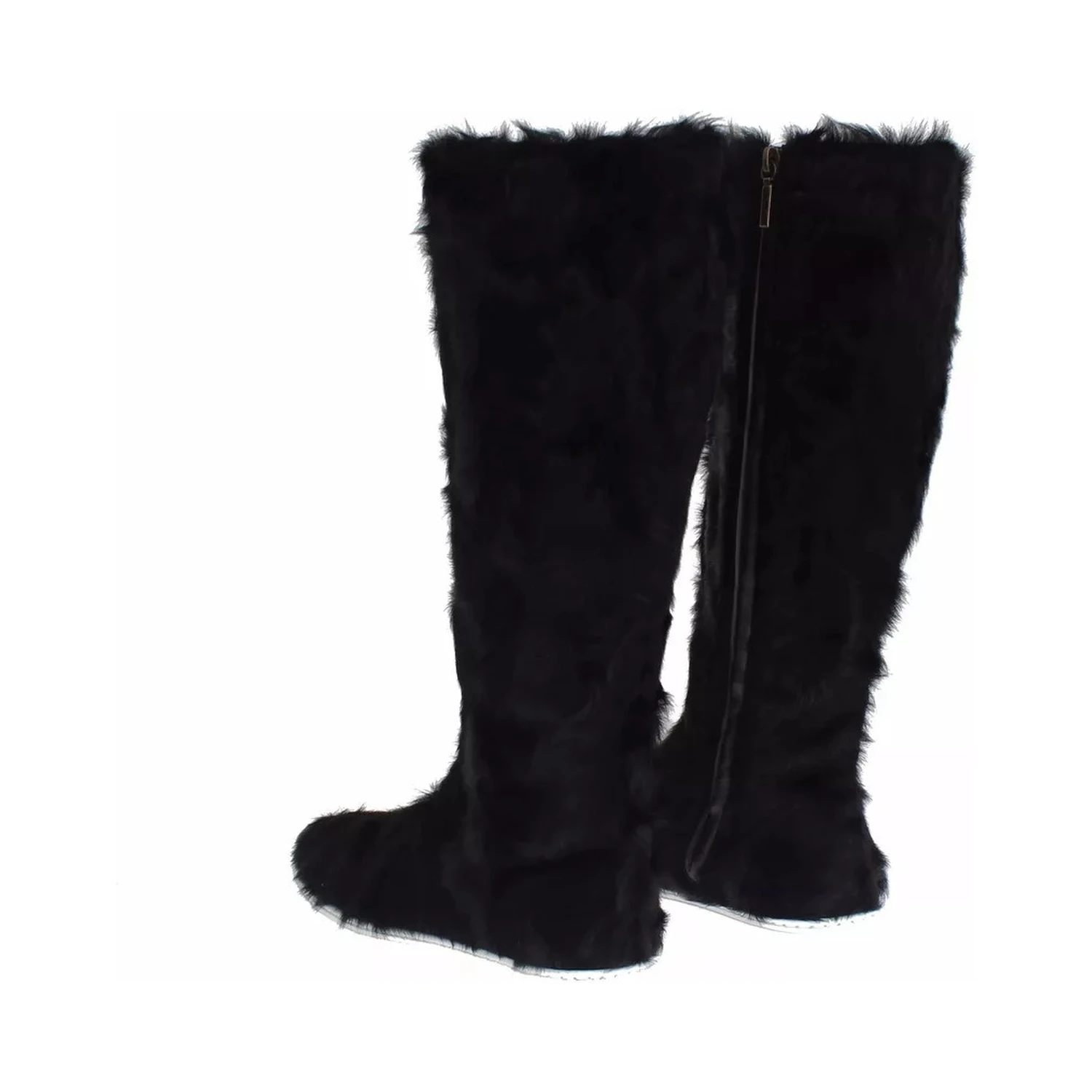 Black Xiangao Lamb Fur Leather Boots Shoes