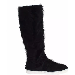 Black Xiangao Lamb Fur Leather Boots Shoes