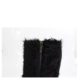 Black Xiangao Lamb Fur Leather Boots Shoes