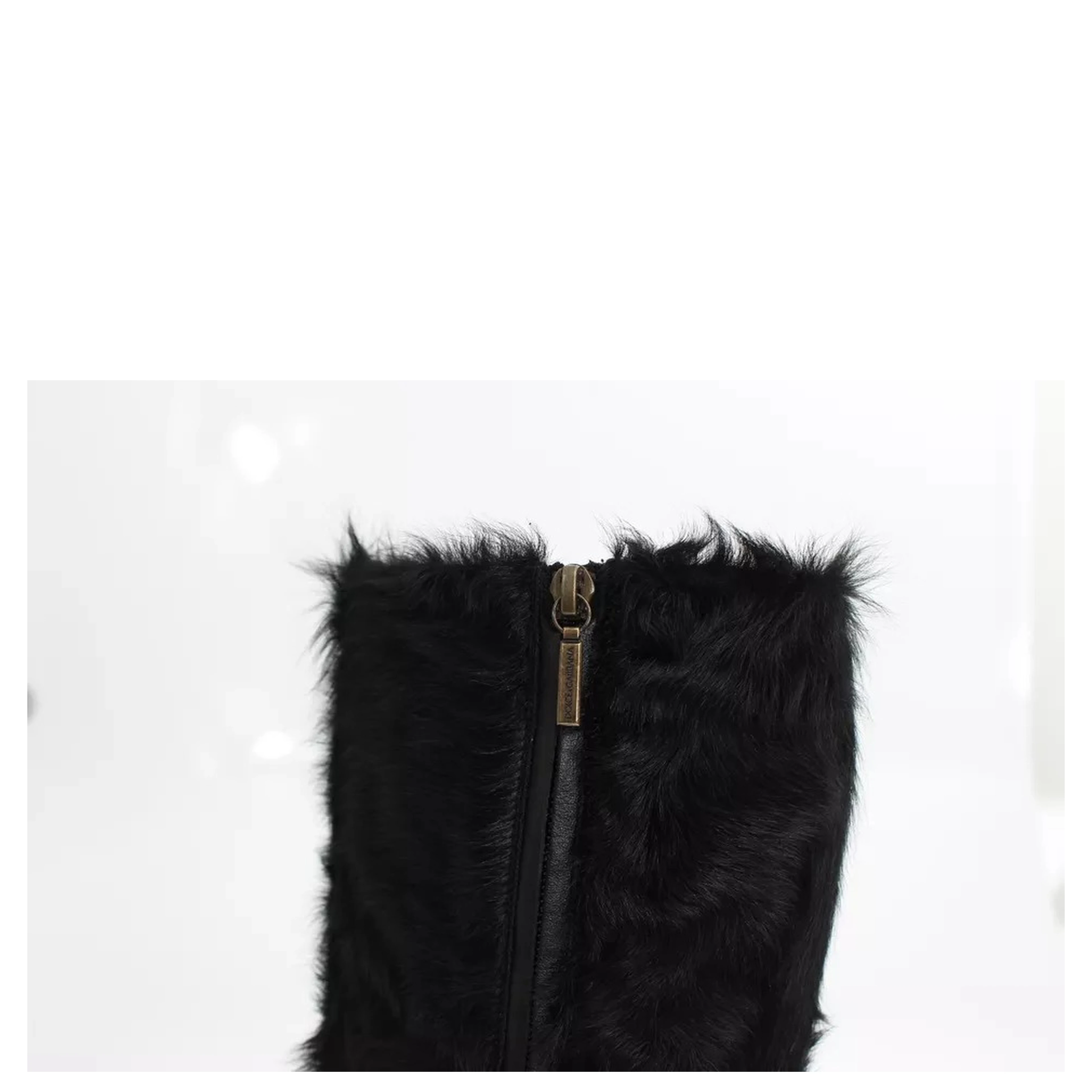 Black Xiangao Lamb Fur Leather Boots Shoes