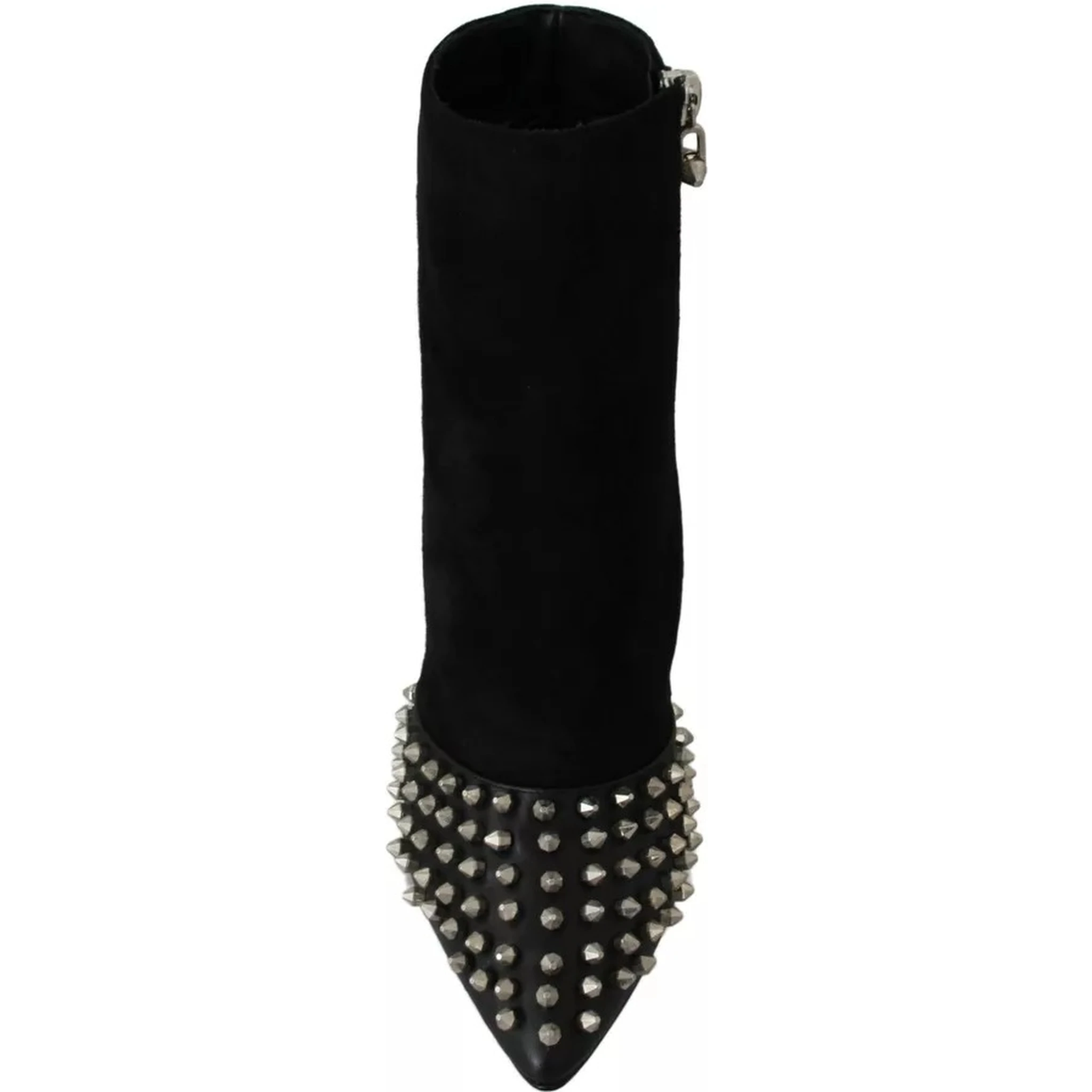 Black Suede Studded Heels Ankle Boots Shoes