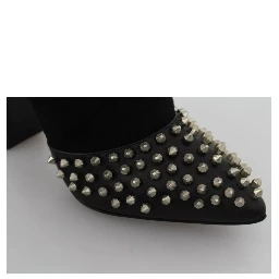 Black Suede Studded Heels Ankle Boots Shoes