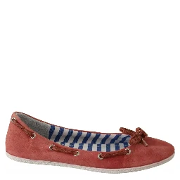 Scarlet Red Blue Stripe Flat Slip-On Shoes
