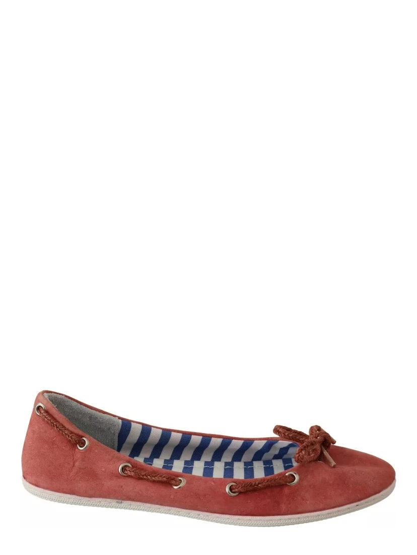 Scarlet Red Blue Stripe Flat Slip-On Shoes