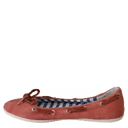 Scarlet Red Blue Stripe Flat Slip-On Shoes