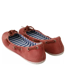 Scarlet Red Blue Stripe Flat Slip-On Shoes