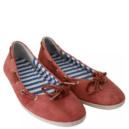 Scarlet Red Blue Stripe Flat Slip-On Shoes