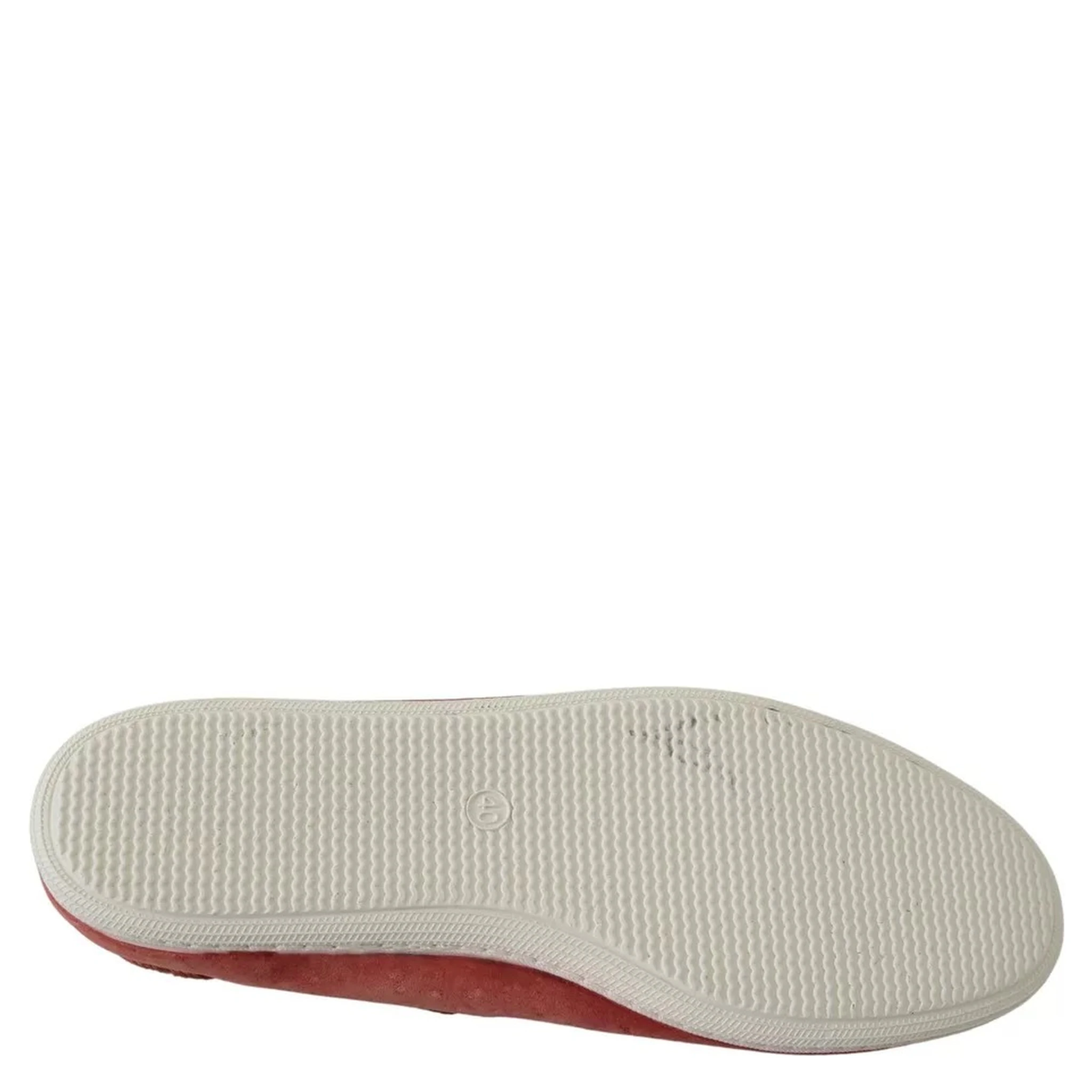 Scarlet Red Blue Stripe Flat Slip-On Shoes