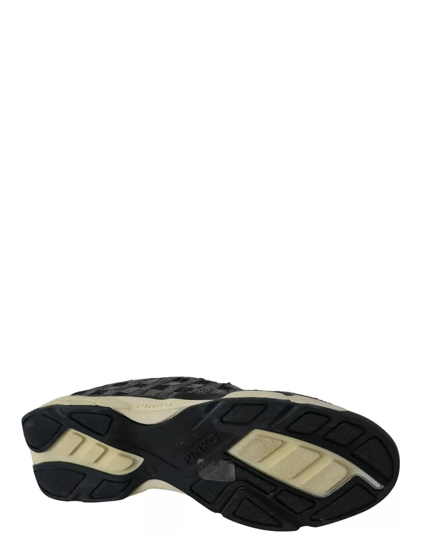 Silver Black Slip-on Sequence Design Sneakers Shoes