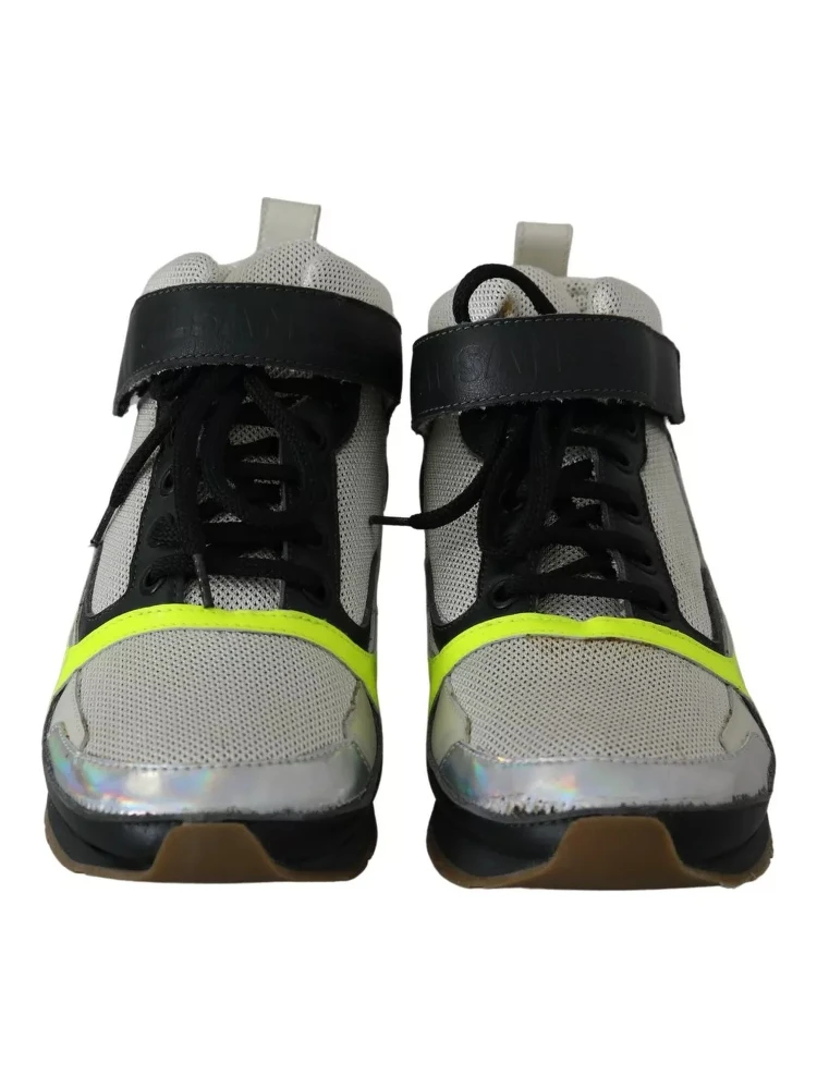 Fog Gray Neon Green Black Lace-Up Strap Shoes alternative