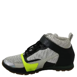 Fog Gray Neon Green Black Lace-Up Strap Shoes