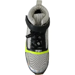 Fog Gray Neon Green Black Lace-Up Strap Shoes