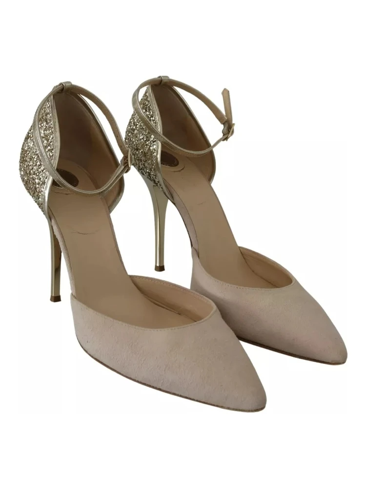 Beige Linen Ankle Strap High Heels Shoes alternative