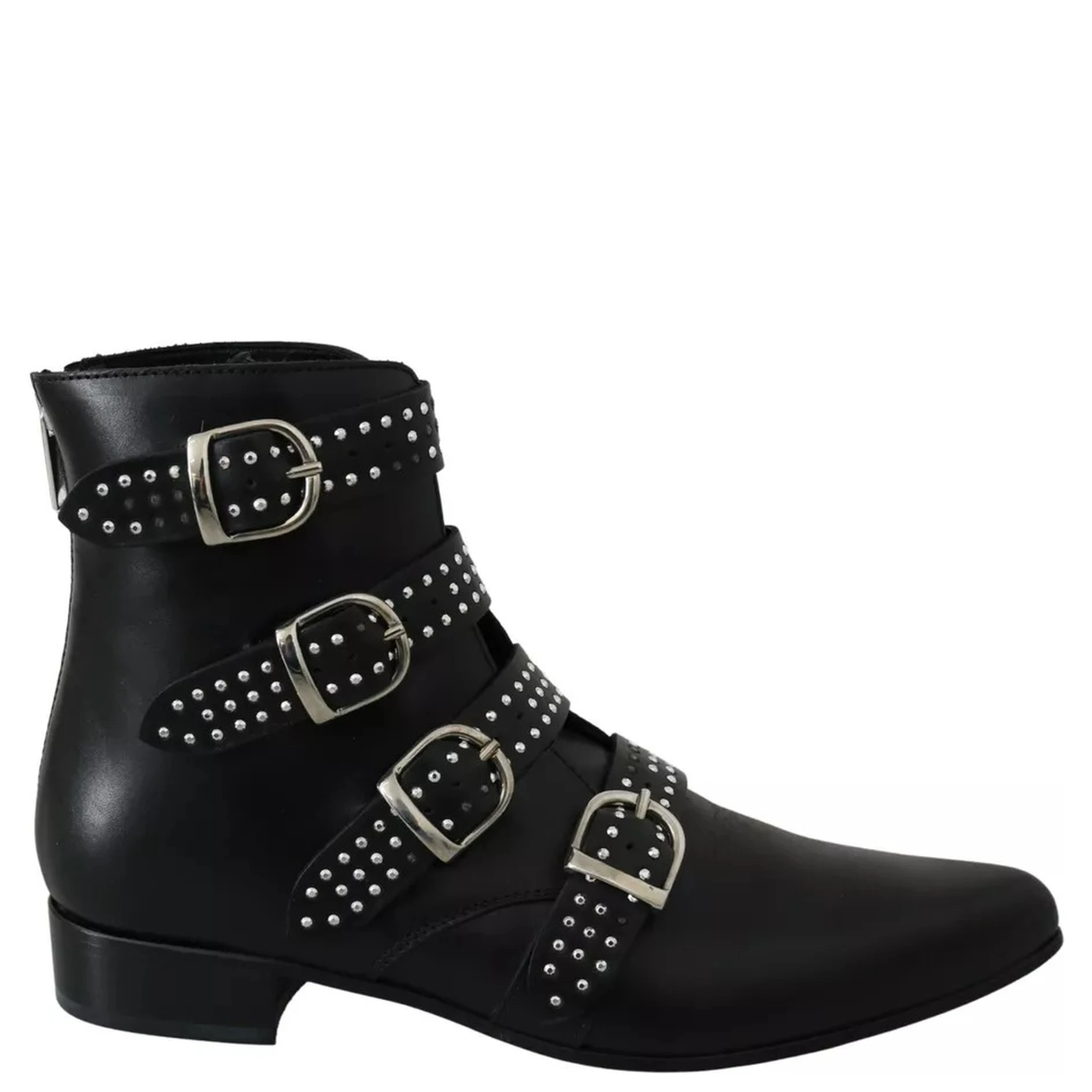 Black Fashion Buckled Zipper Ankle Boots Shoes