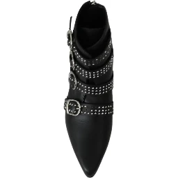 Black Fashion Buckled Zipper Ankle Boots Shoes