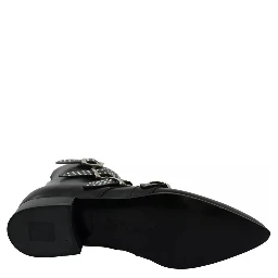 Black Fashion Buckled Zipper Ankle Boots Shoes