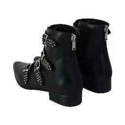 Black Fashion Buckled Zipper Ankle Boots Shoes