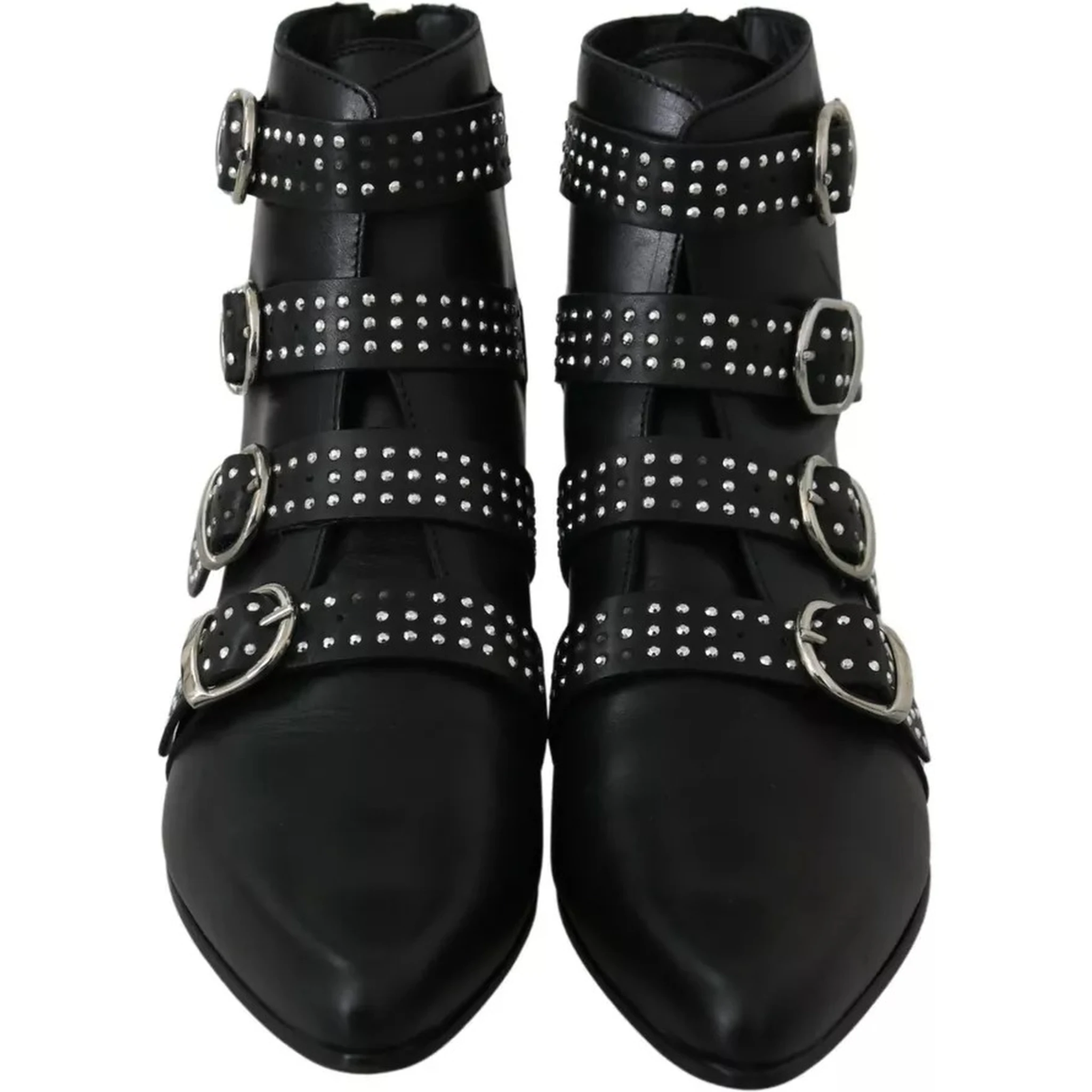 Black Fashion Buckled Zipper Ankle Boots Shoes