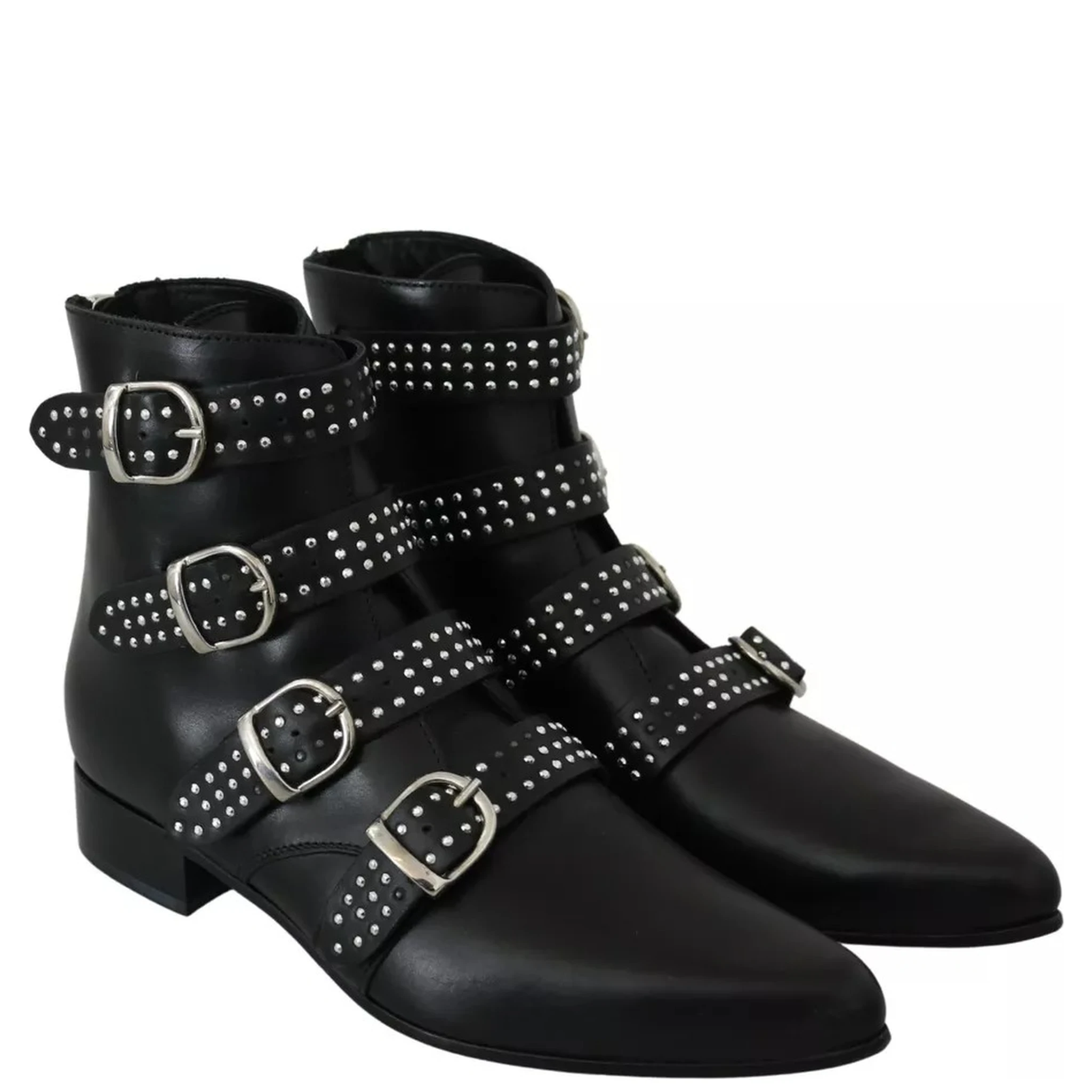Black Fashion Buckled Zipper Ankle Boots Shoes