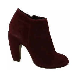 Maroon Blush Velvet Suede Penelope Ankle Boots Shoes