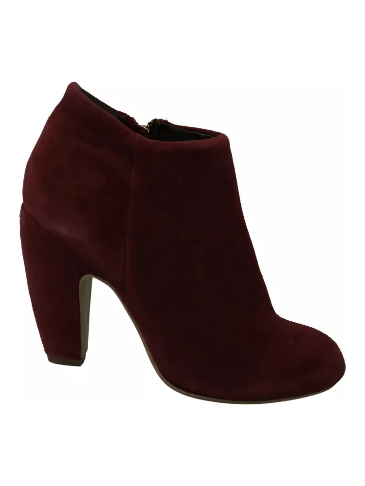Maroon Blush Velvet Suede Penelope Ankle Boots Shoes