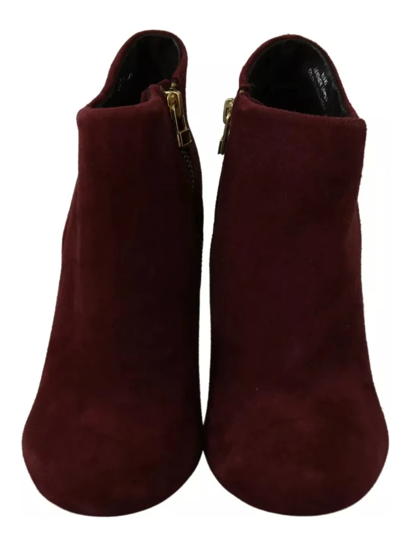 Maroon Blush Velvet Suede Penelope Ankle Boots Shoes