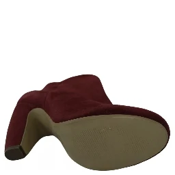 Maroon Blush Velvet Suede Penelope Ankle Boots Shoes