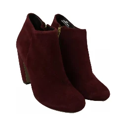 Maroon Blush Velvet Suede Penelope Ankle Boots Shoes