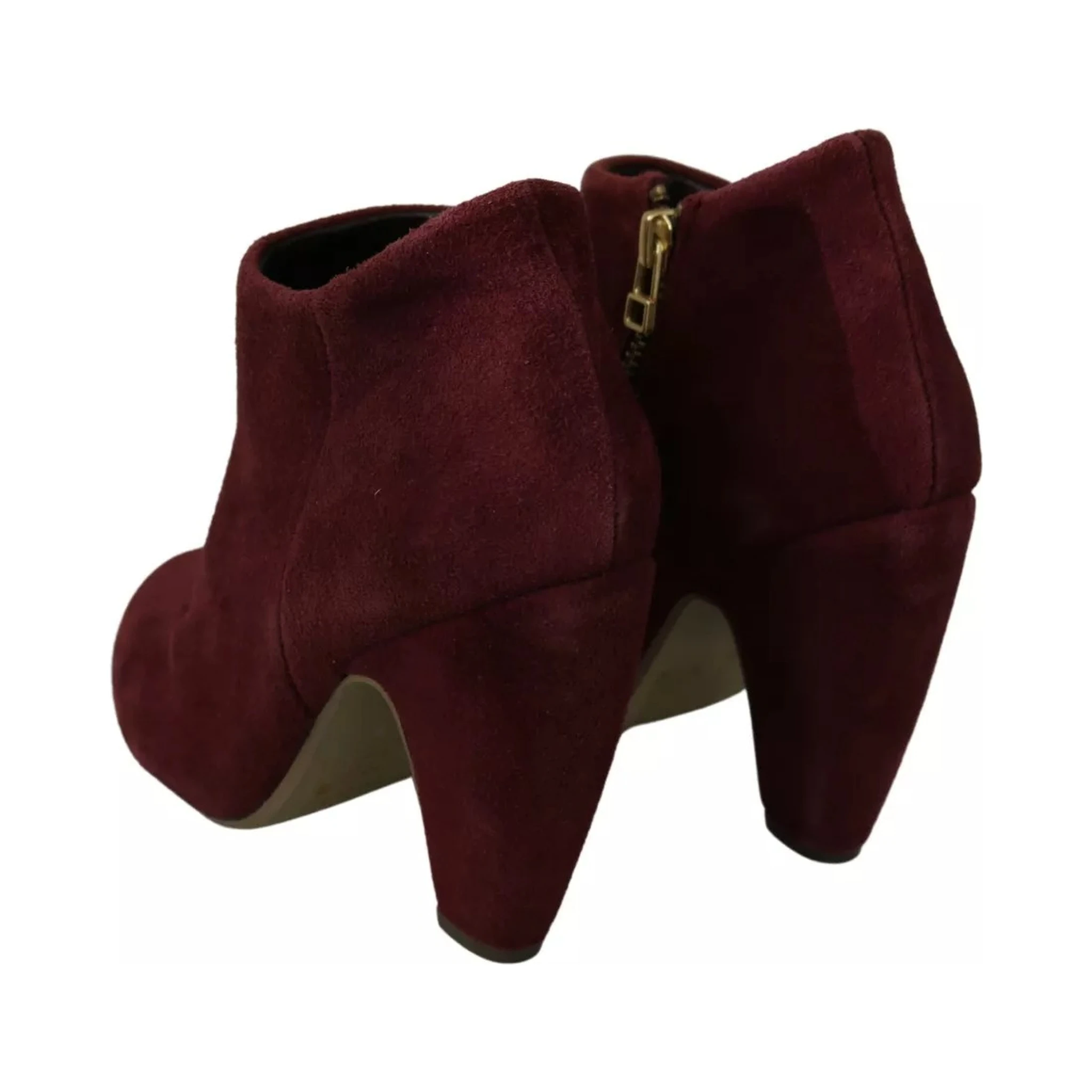 Maroon Blush Velvet Suede Penelope Ankle Boots Shoes