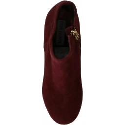 Maroon Blush Velvet Suede Penelope Ankle Boots Shoes