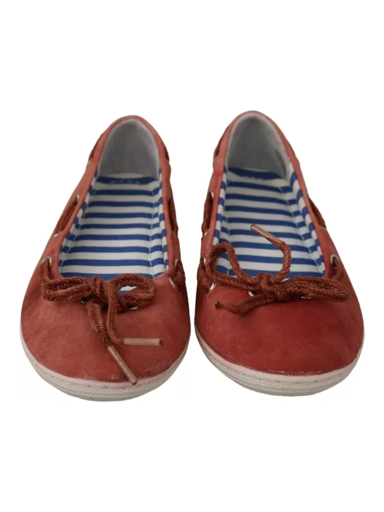 Coral Suede Lace Bow Loafers Ballet Flat Shoes alternative