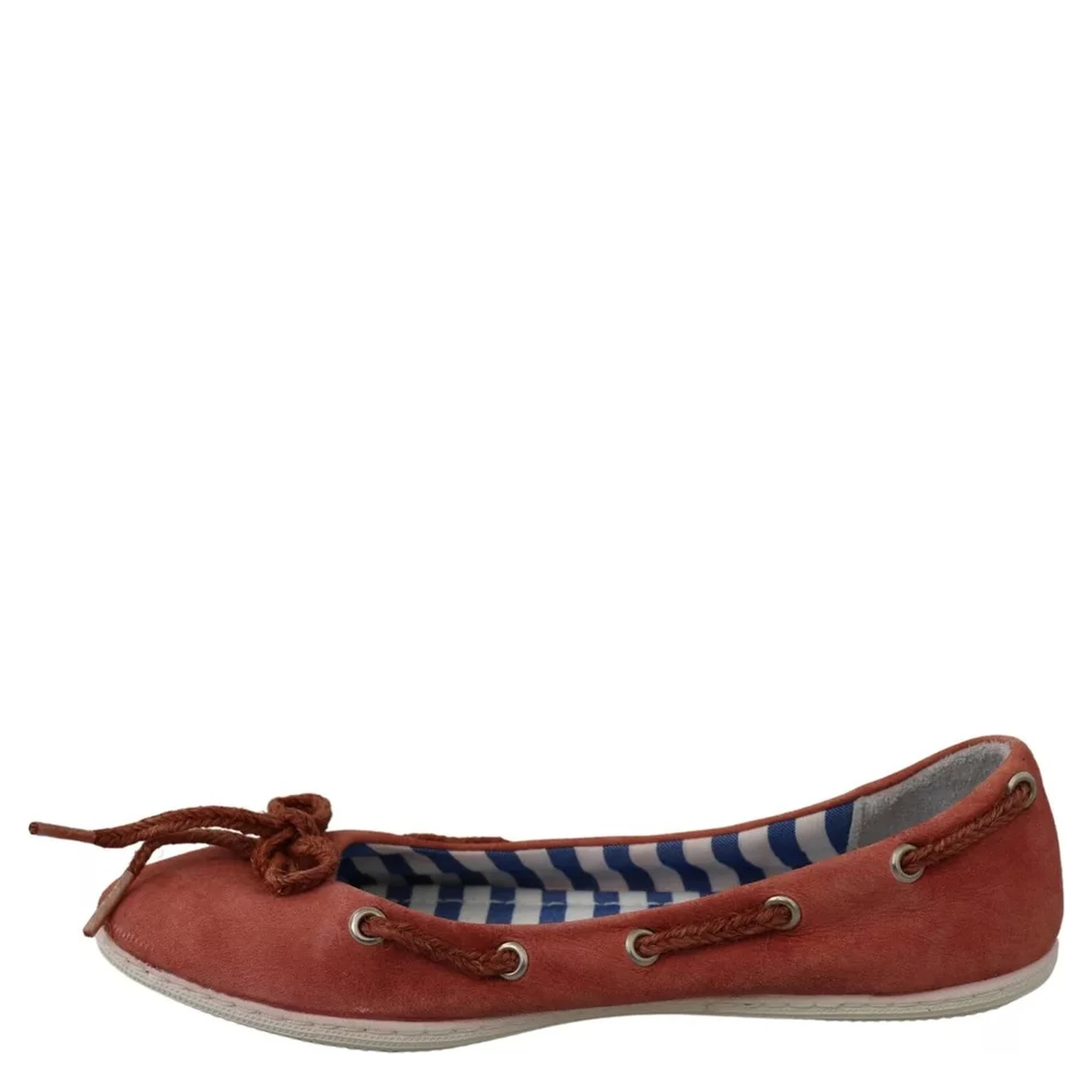 Coral Suede Lace Bow Loafers Ballet Flat Shoes