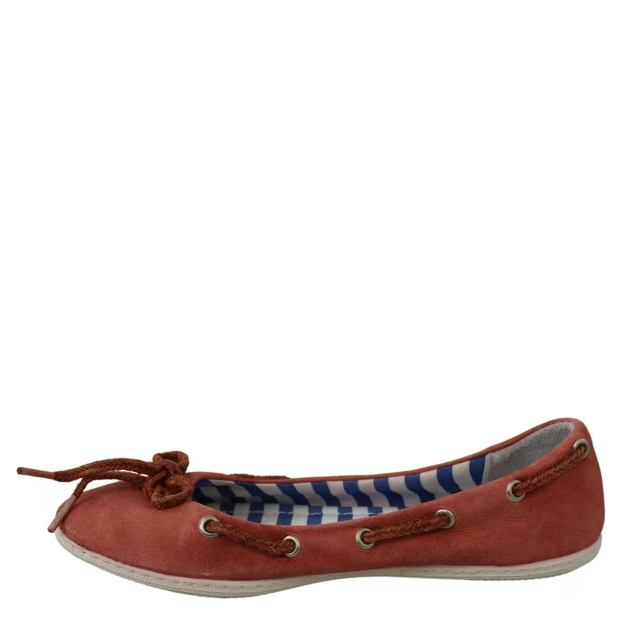 Coral Suede Lace Bow Loafers Ballet Flat Shoes