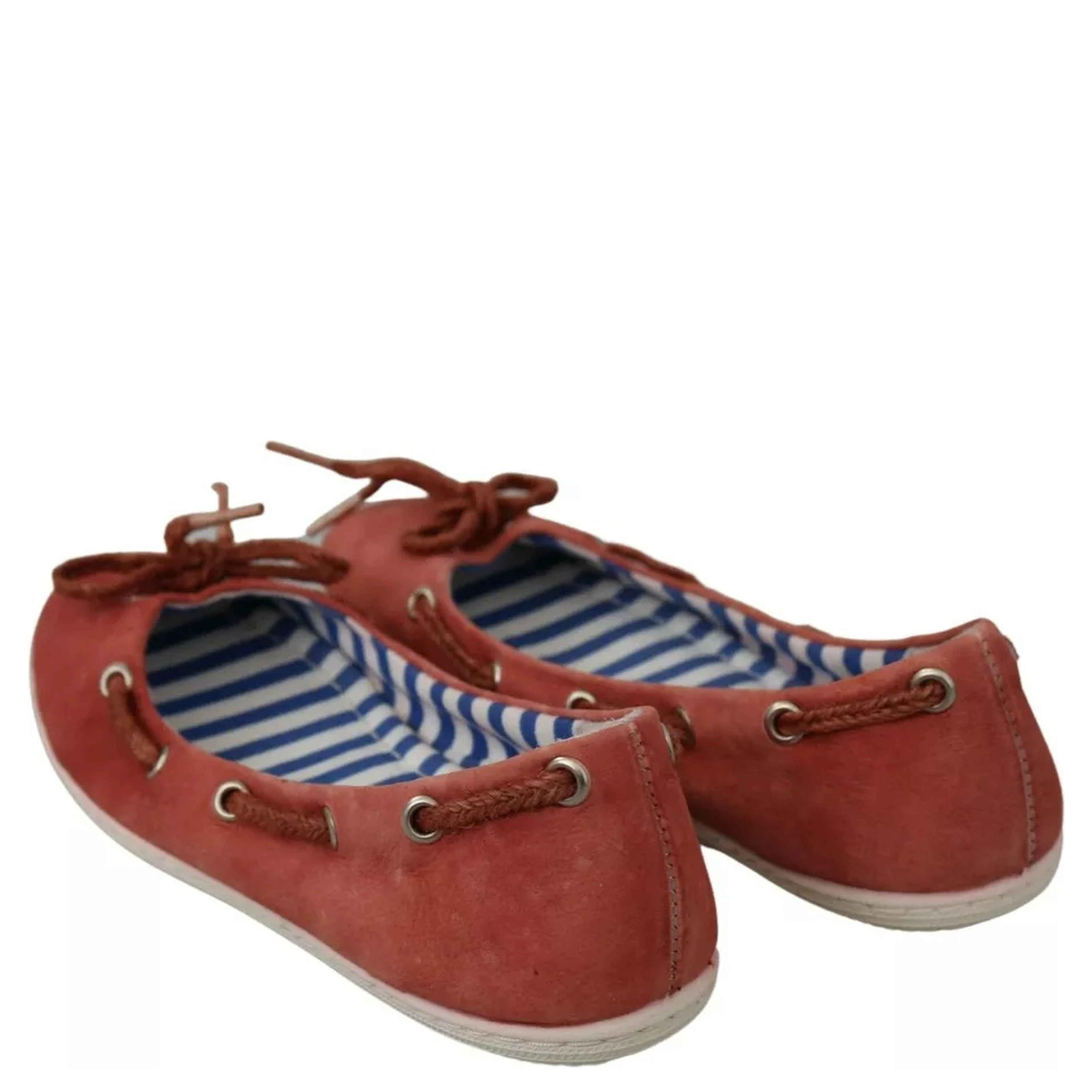 Coral Suede Lace Bow Loafers Ballet Flat Shoes