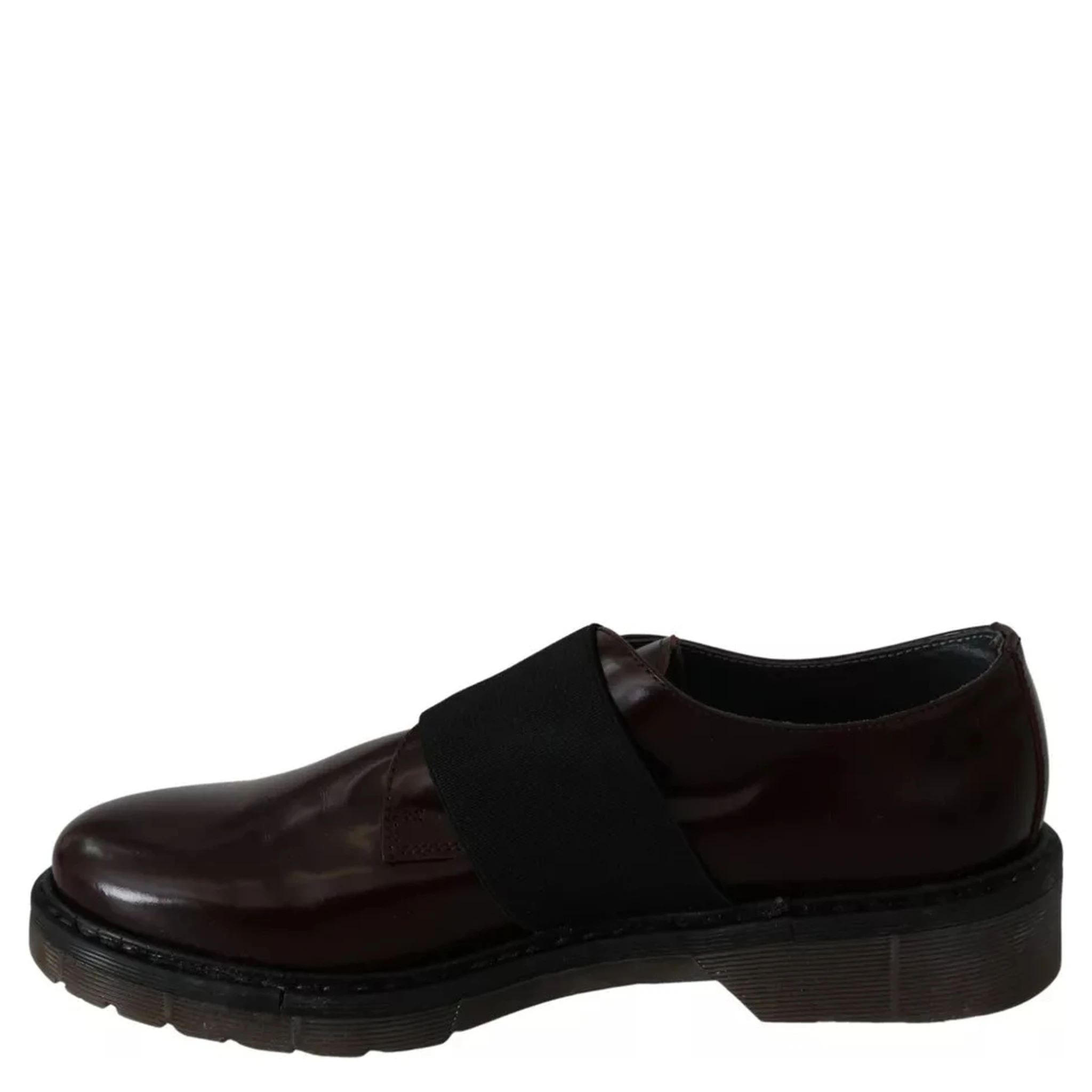 Dark Brown Leather Elastic Strap Shoes