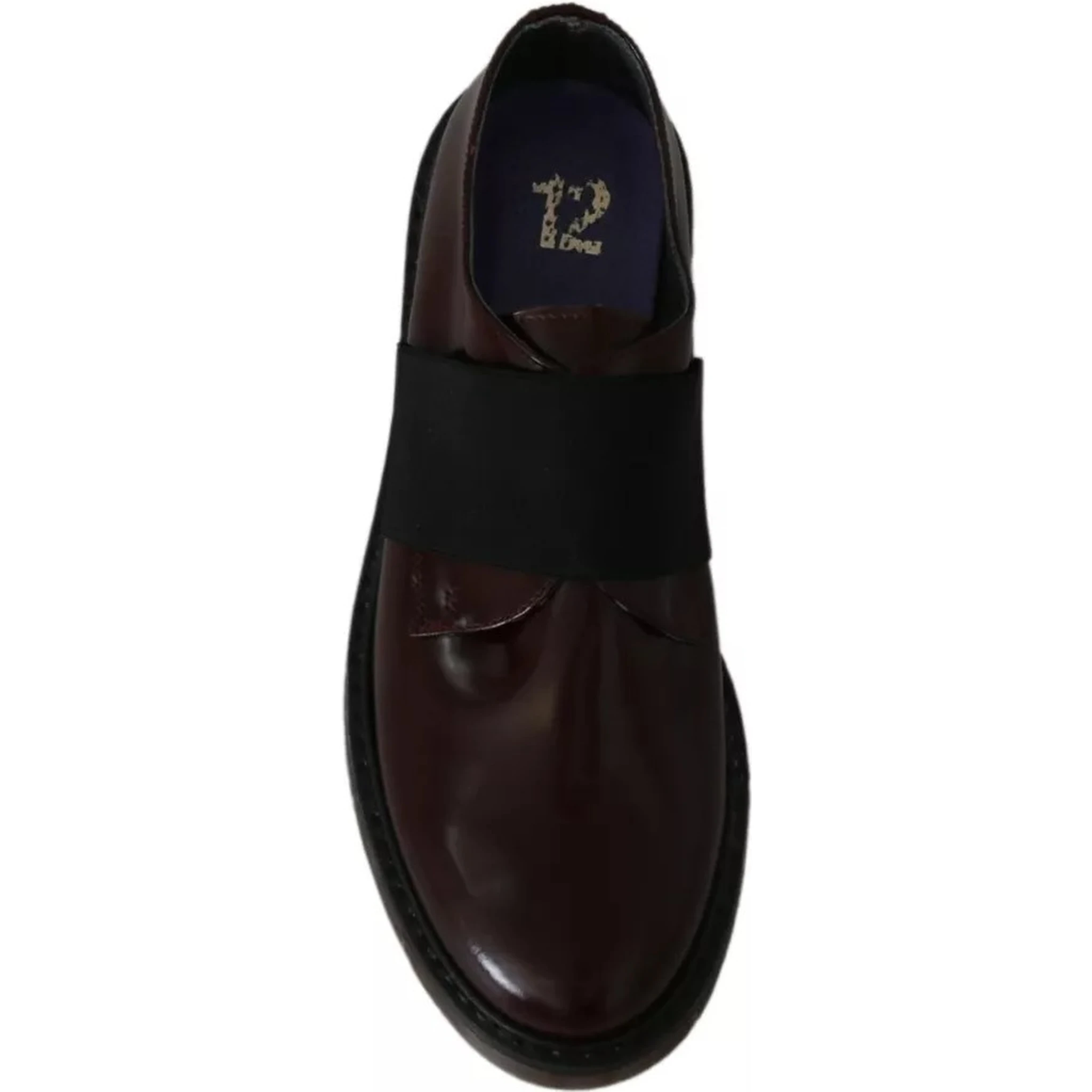 Dark Brown Leather Elastic Strap Shoes