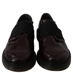 Dark Brown Leather Elastic Strap Shoes