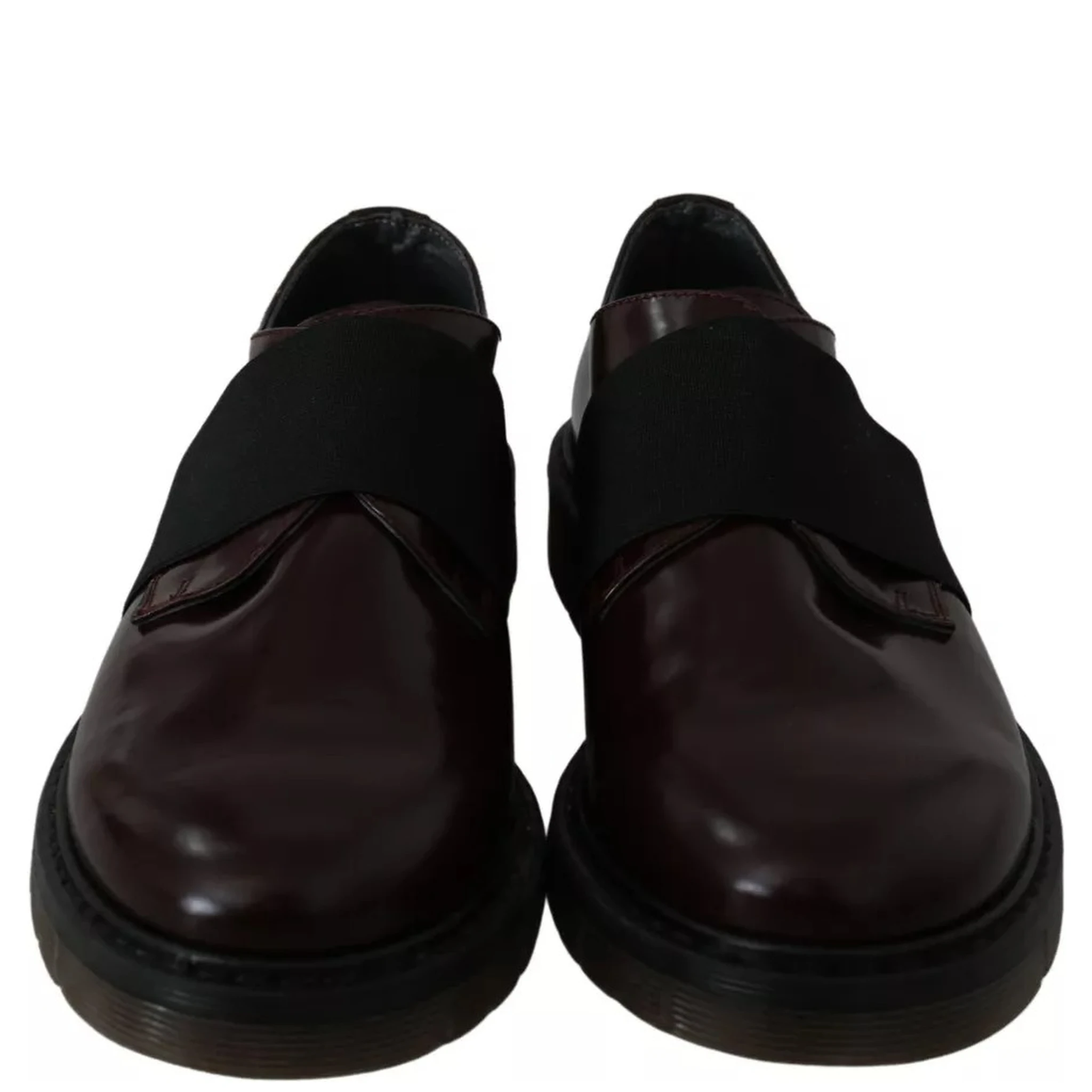 Dark Brown Leather Elastic Strap Shoes