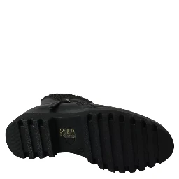 Black Leather Zipper Ankle Boots Shoes