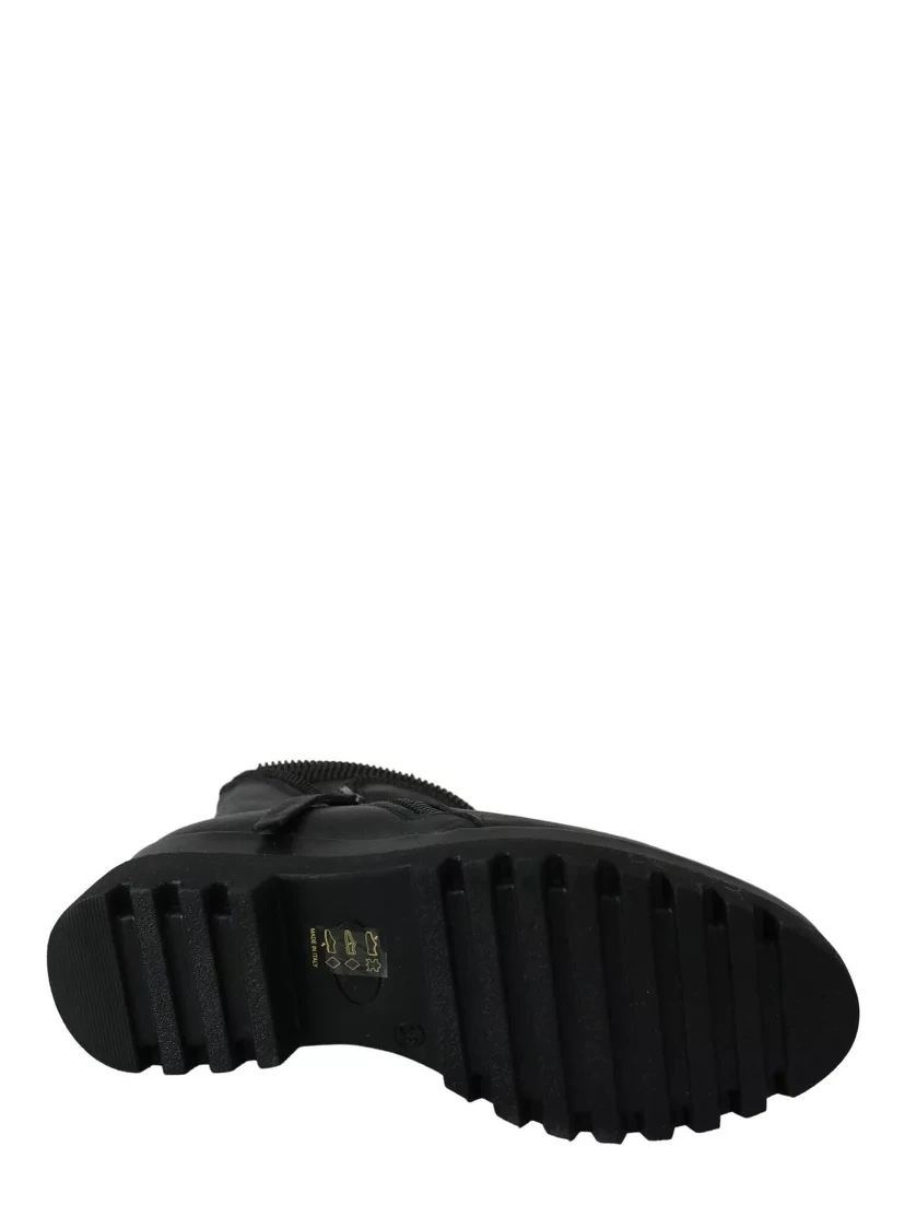 Black Leather Zipper Ankle Boots Shoes