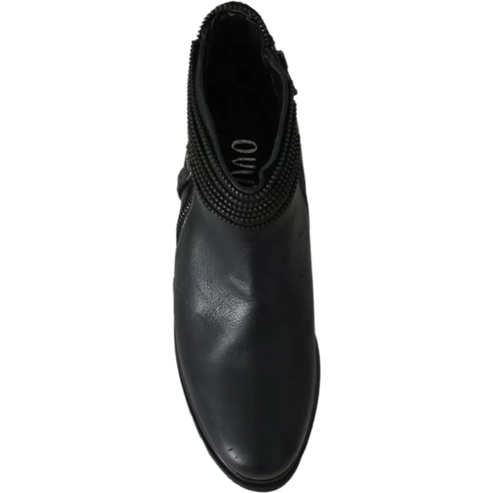 Black Leather Zipper Ankle Boots Shoes