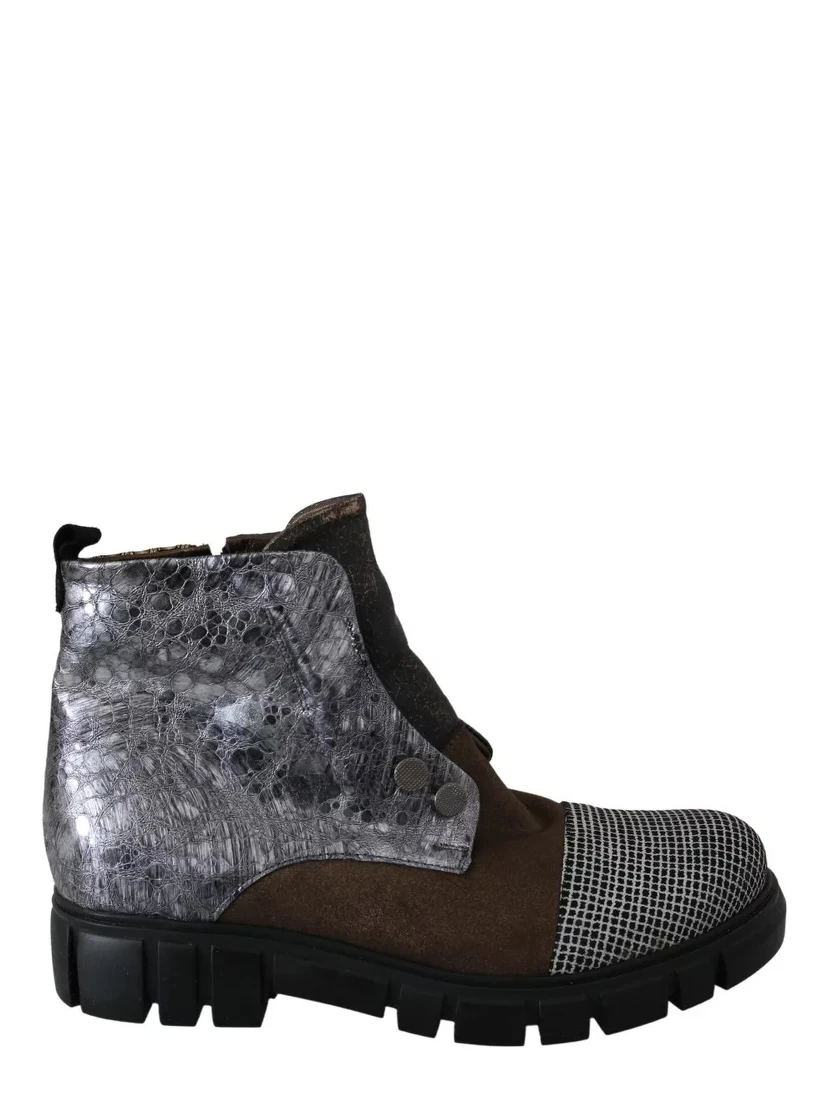 Multicolor Leather Suede Zipper Ankle Boots Shoes