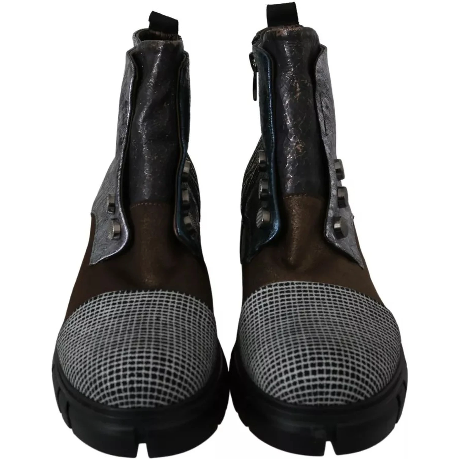 Multicolor Leather Suede Zipper Ankle Boots Shoes