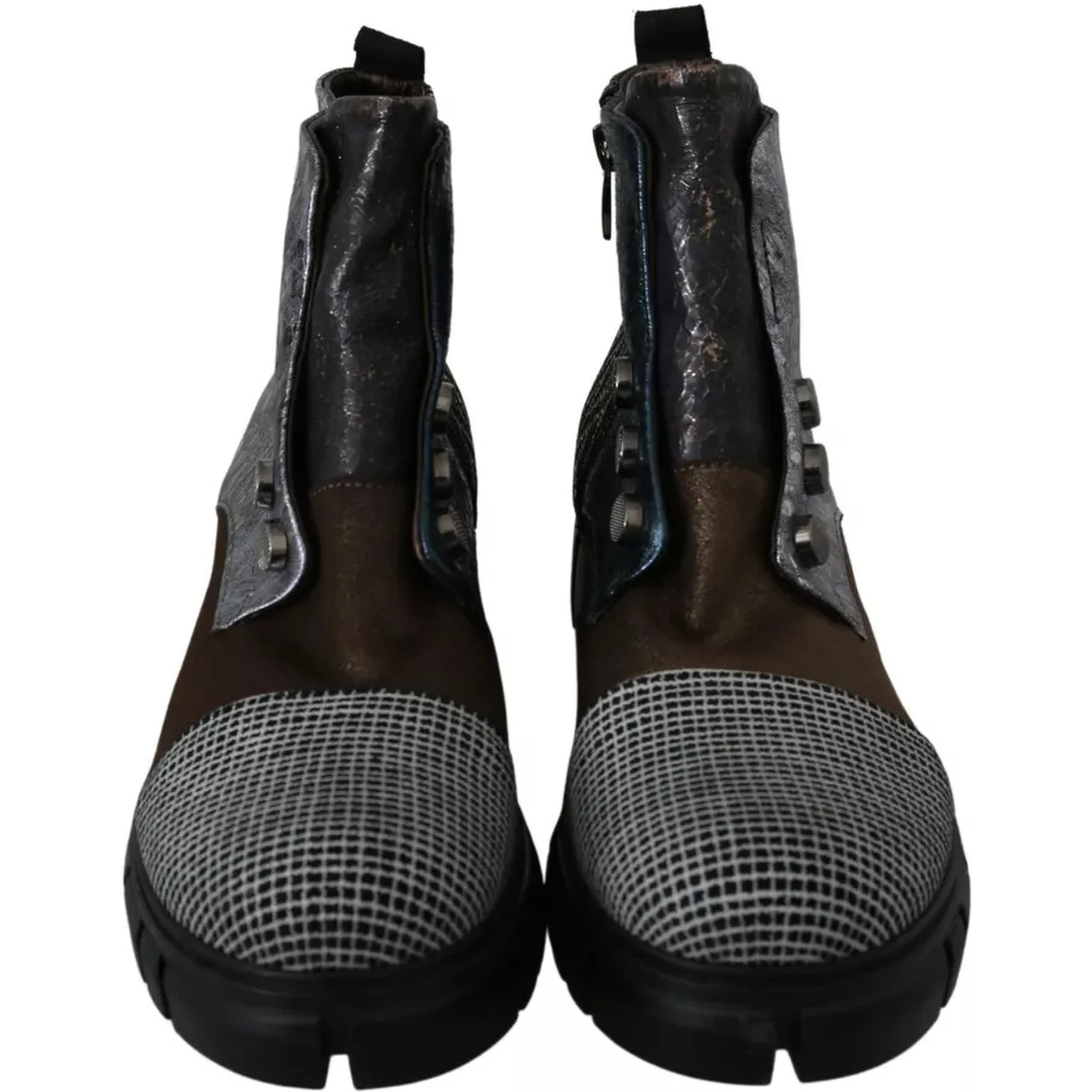 Multicolor Leather Suede Zipper Ankle Boots Shoes