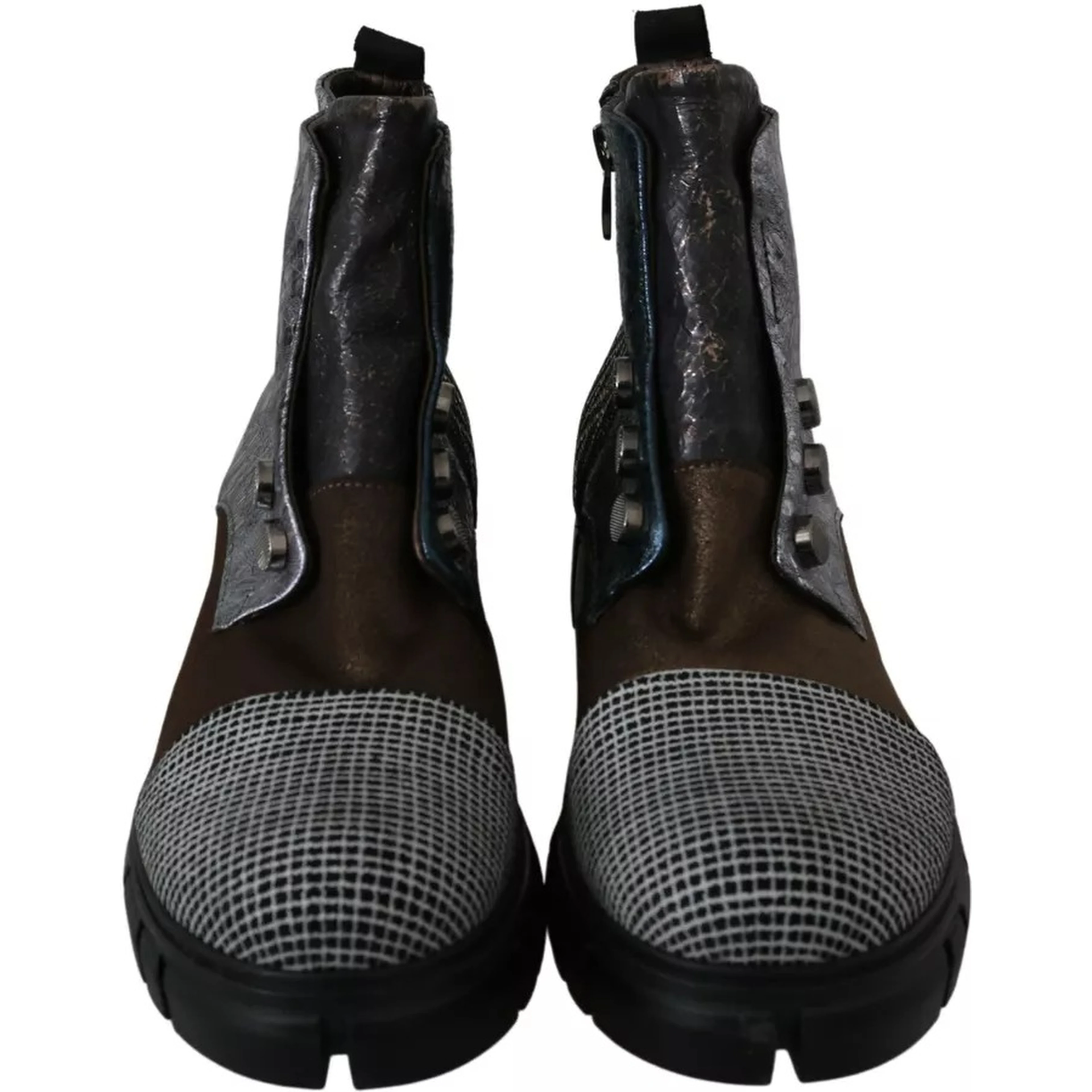 Multicolor Leather Suede Zipper Ankle Boots Shoes