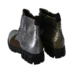 Multicolor Leather Suede Zipper Ankle Boots Shoes