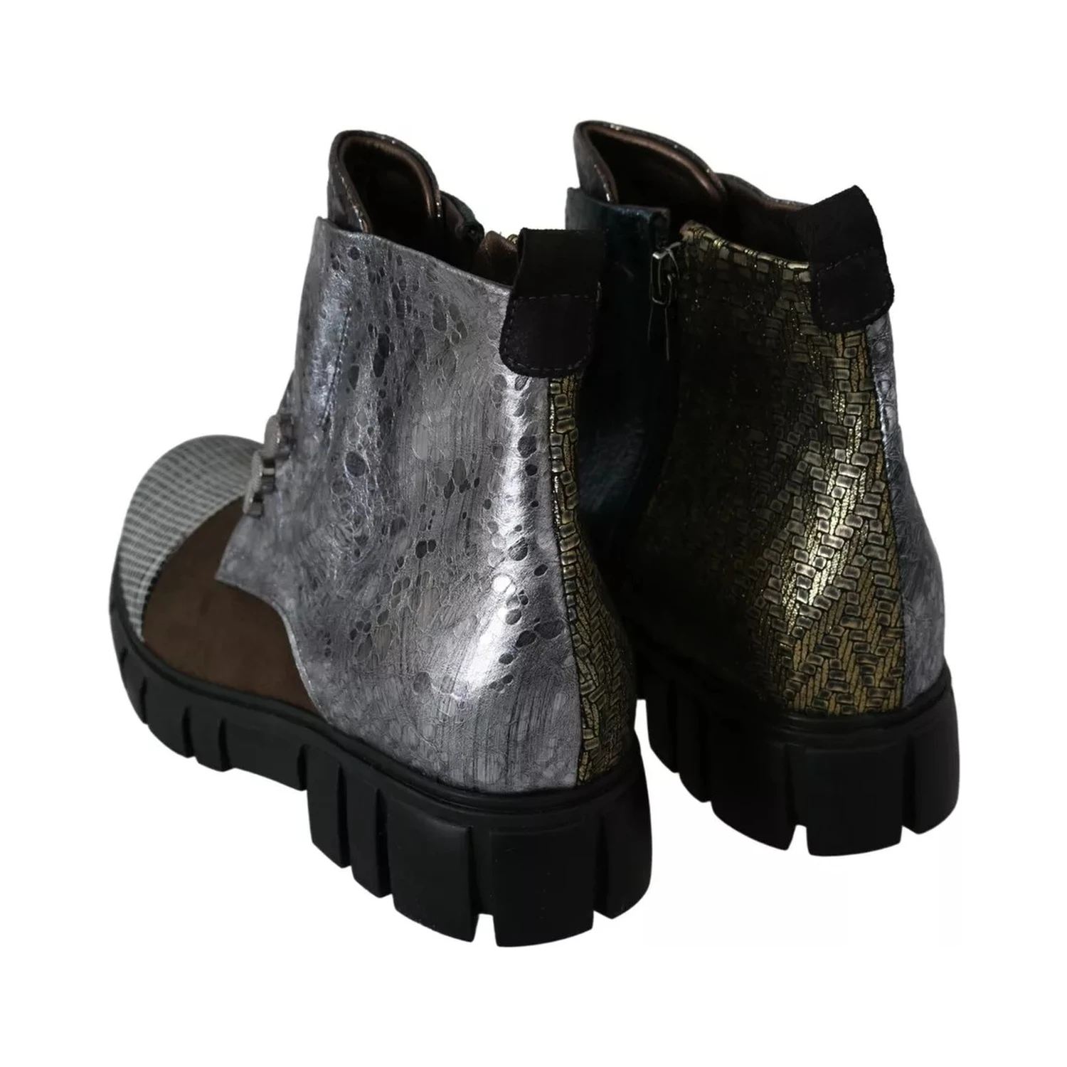 Multicolor Leather Suede Zipper Ankle Boots Shoes
