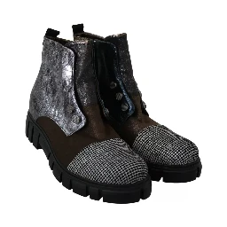 Multicolor Leather Suede Zipper Ankle Boots Shoes