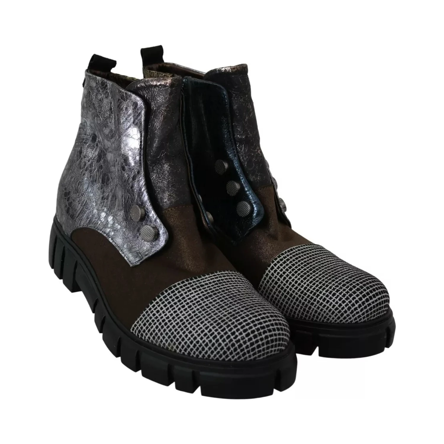 Multicolor Leather Suede Zipper Ankle Boots Shoes