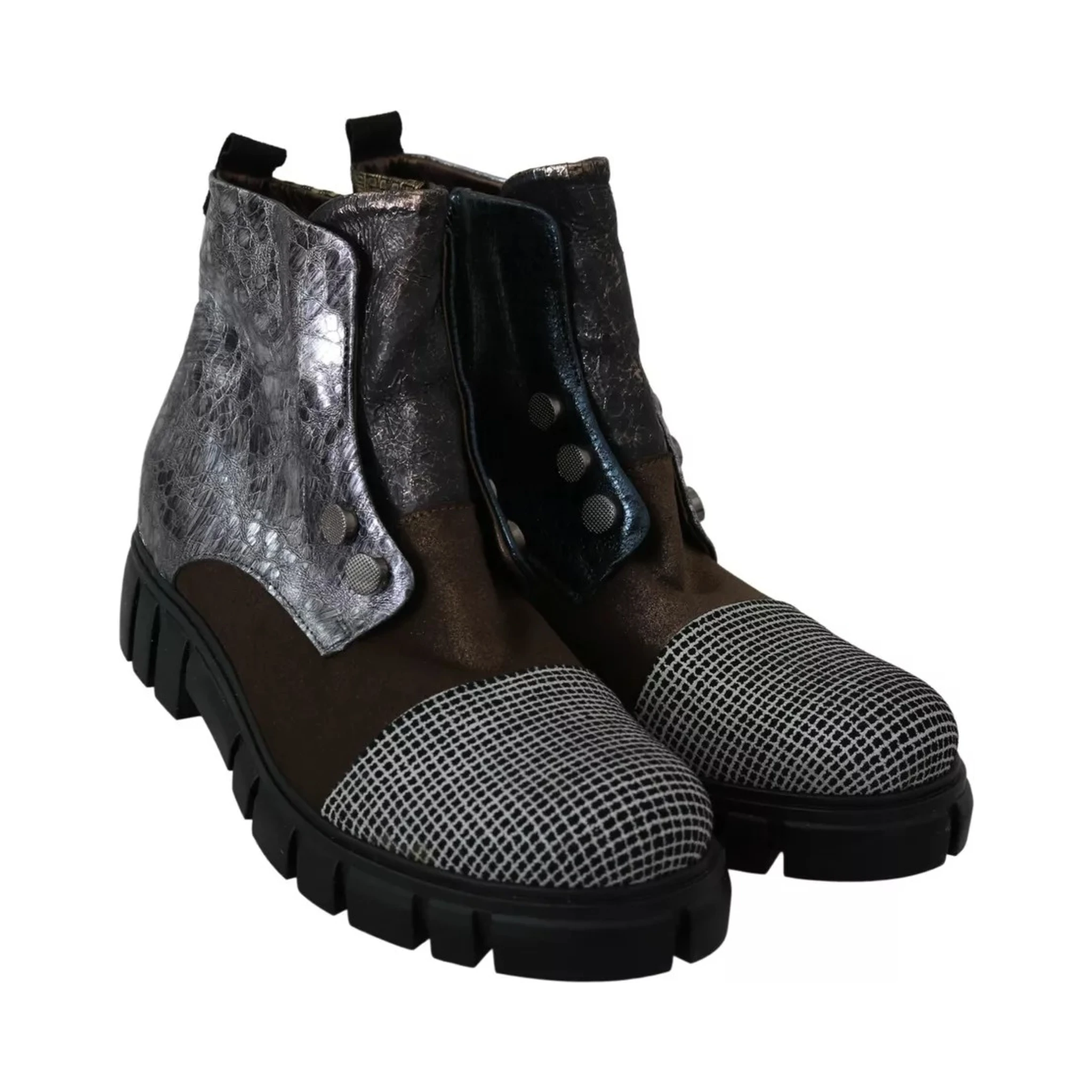 Multicolor Leather Suede Zipper Ankle Boots Shoes